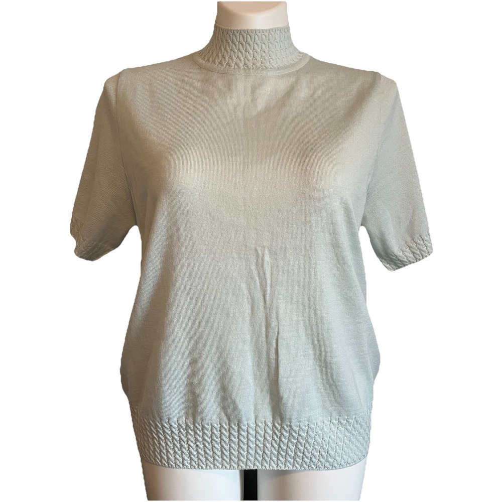 Aran Crafts Merino Wool Blend Sweater Sz XL Mock Neck Short Sleeve Ireland